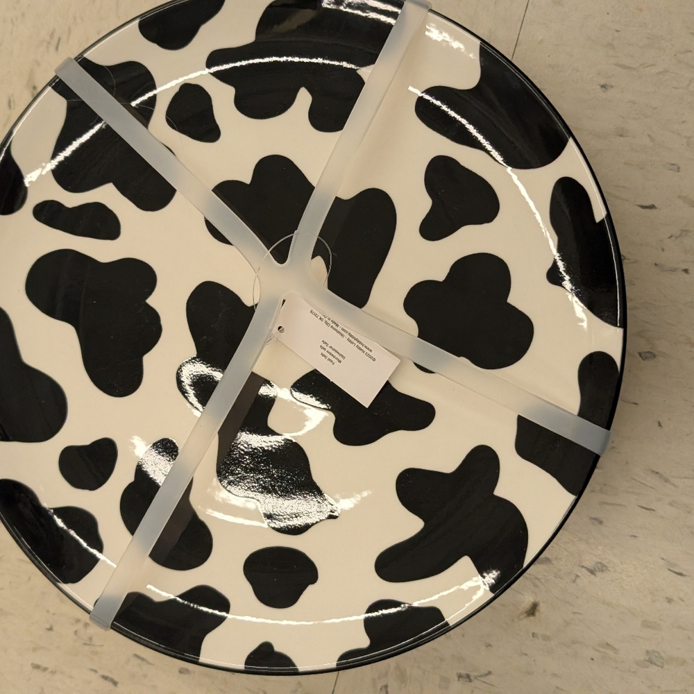 8pcs Cow Print Ceramic Plates Set For Four Dinner And Salad Plates - Picture 3 of 6